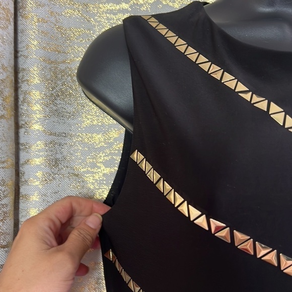 Frank Lyman Black/Gold Embellished Bodycone  Evening Dress Size 8 - Picture 5 of 13